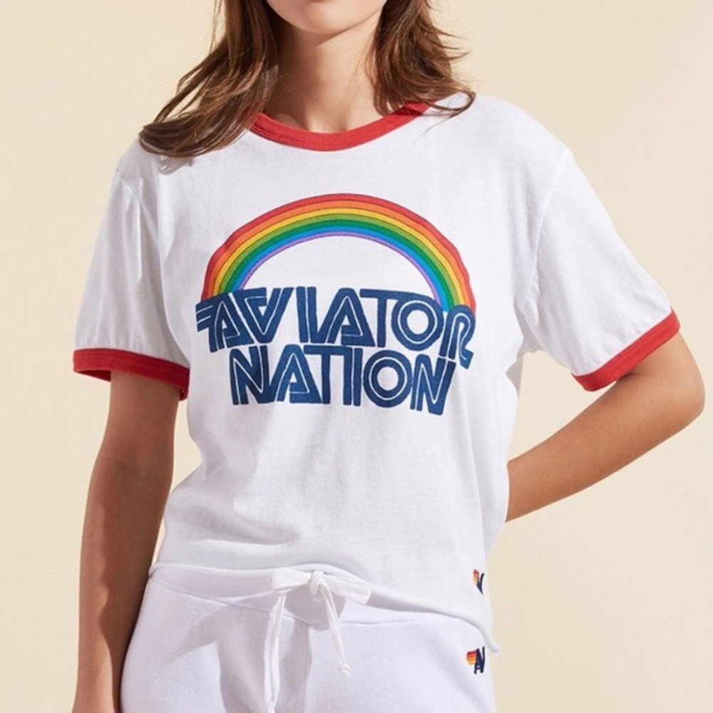 Aviator Nation 70’s Boyfriend Ringer Tee